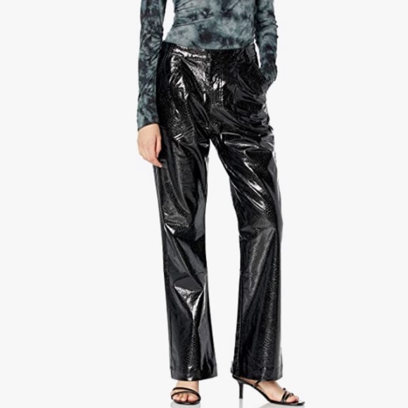 wide leg crocodile vegan leather pants - Picture 1 of 3
